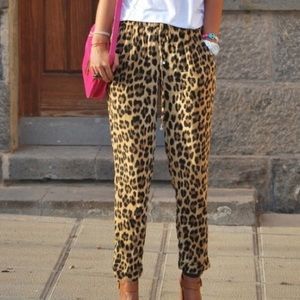 Zara Basic Drawstring Leopard Pant Size XS